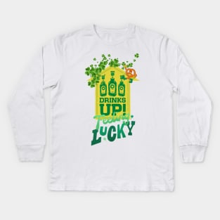 Drinks up St Patrick Kids Long Sleeve T-Shirt